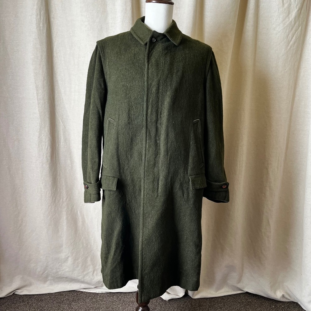 Vintage Lodenfrey Munich Green Loden Wool Coat Size L Alpine Austrian